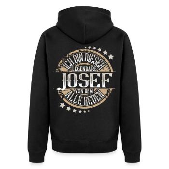 Josef - Unisex Premium Bio Zip Hoodie - Schwarz - Hinten - Nico (187cm)