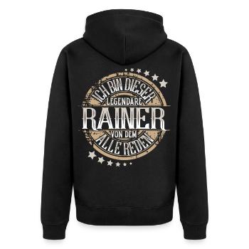 Rainer - Unisex Premium Bio Zip Hoodie - Schwarz - Hinten - Nico (187cm)