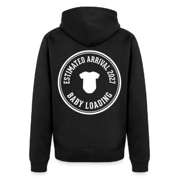 Baby Loading 2027 Ankunft - Unisex Premium Bio Zip Hoodie - Schwarz - Hinten - Nico (187cm)