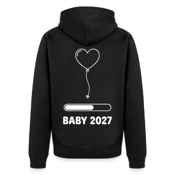 Baby 2027 Heart Balloon Pregnancy - Unisex Premium Organic Zip Hoodie - black - Back - Nico (187cm)