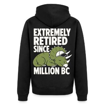 Humour de Tricératops extrêmement à la retraite - Veste à capuche bio Premium Unisexe - noir - Dos - Nico (187cm)