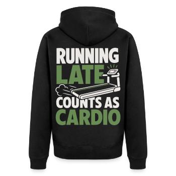 Courir tard compte comme un tapis de course cardio - Veste à capuche bio Premium Unisexe - noir - Dos - Nico (187cm)
