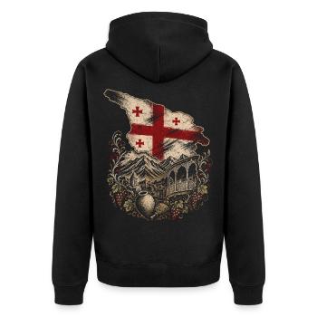 Georgia Georgian Tbilisi Sakartvelo - Unisex Premium Organic Zip Hoodie - black - Back - Nico (187cm)