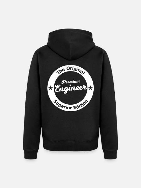 Premium Engineer Abzeichen - Unisex Premium Bio Zip Hoodie - Schwarz
