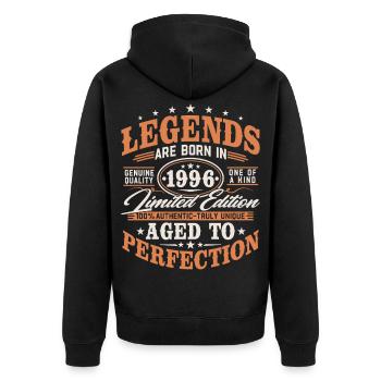 Anniversaire vintage Born Legends 1996 - Veste à capuche bio Premium Unisexe - noir - Dos - Nico (187cm)