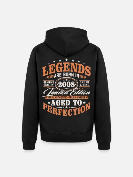 2008 Jahrgang Vintage Geburtstag Geschenk Retro - Premium økologisk unisex-hættejakke - sort