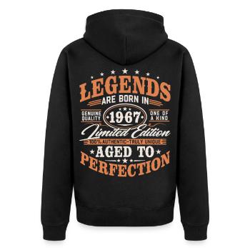 1967 Jahrgang Vintage Geburtstag Geschenk Retro - Unisex Premium Bio Zip Hoodie - Schwarz - Hinten - Nico (187cm)