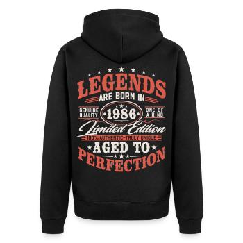 Cadeau d’anniversaire vintage vintage rétro 1986 - Veste à capuche bio Premium Unisexe - noir - Dos - Nico (187cm)