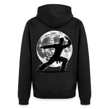 Tai Chi Zen Meditation – Chi Qigong Training - Unisex Premium Bio Zip Hoodie - Schwarz - Hinten - Nico (187cm)