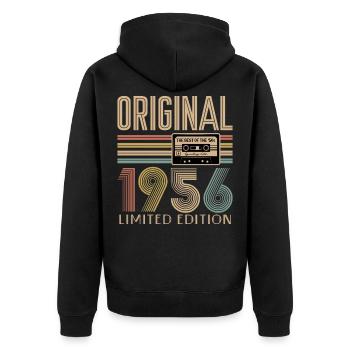70e anniversaire, 70 ans - Veste à capuche bio Premium Unisexe - noir - Dos - Nico (187cm)