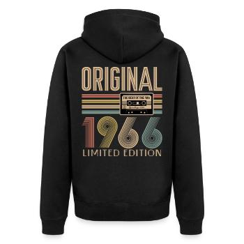 60. Geburtstag, 60 Jahre - Unisex Premium Bio Zip Hoodie - Schwarz - Hinten - Nico (187cm)