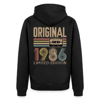 40. Geburtstag, 40 Jahre - Unisex Premium Bio Zip Hoodie - Schwarz - Hinten - Nico (187cm)