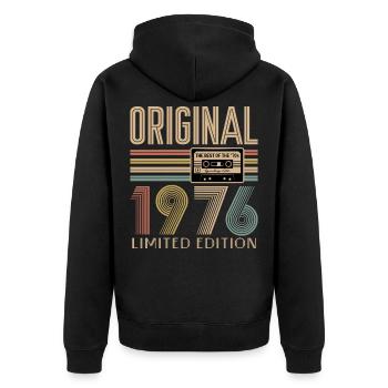 50. Geburtstag, 50 Jahre - Unisex Premium Bio Zip Hoodie - Schwarz - Hinten - Nico (187cm)