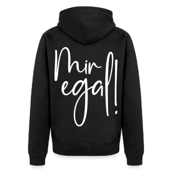 Mir egal - Unisex Premium Bio Zip Hoodie - Schwarz - Hinten - Nico (187cm)
