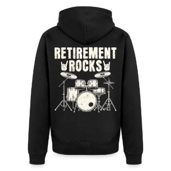 Retirement Rocks - Unisex Premium Bio Zip Hoodie - Schwarz - Hinten - Nico (187cm)