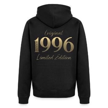 30. Geburtstag Geschenk Original August 1996 - Unisex Premium Bio Zip Hoodie - Schwarz - Hinten - Nico (187cm)