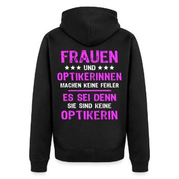 Optikerin Sprüche - Unisex Premium Bio Zip Hoodie - Schwarz - Hinten - Nico (187cm)