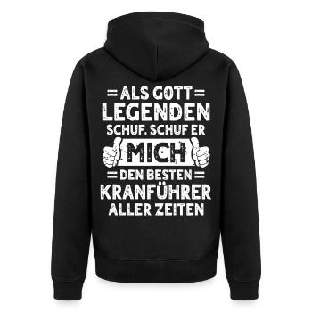Kranführer - Unisex Premium Bio Zip Hoodie - Schwarz - Hinten - Nico (187cm)