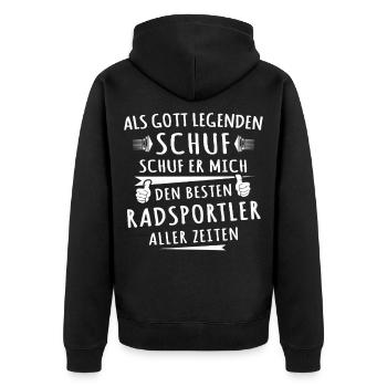 Radsportler - Unisex Premium Bio Zip Hoodie - Schwarz - Hinten - Nico (187cm)