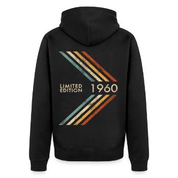 1960 Limited Edition Geburtstag Herren Damen Retro - Unisex Premium Bio Zip Hoodie - Schwarz - Hinten - Nico (187cm)
