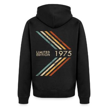 1975 Limited Edition Geburtstag Herren Damen Retro - Unisex Premium Bio Zip Hoodie - Schwarz - Hinten - Nico (187cm)
