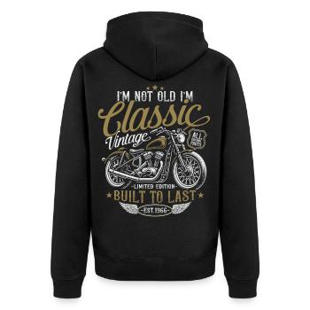 1966 Jahrgang Vintage Motorrad Geburtstag Geschenk - Unisex Premium Bio Zip Hoodie - Schwarz - Hinten - Nico (187cm)