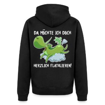 Flatulierendes Einhorn – Lustiger Spruch - Unisex Premium Bio Zip Hoodie - Schwarz - Hinten - Nico (187cm)