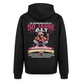 Lustiges 50 Geburtstag Funshirt Oma Geschenk Humor - Unisex Premium Bio Zip Hoodie - Schwarz - Hinten - Nico (187cm)