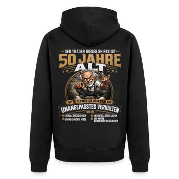 Lustiges 50. Geburtstag Funshirt Opa – Humor Shirt - Unisex Premium Bio Zip Hoodie - Schwarz - Hinten - Nico (187cm)