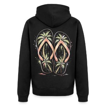 Flip-Flops Strandpalmen-Mehrfarbige Splash-Art - Unisex Premium Bio Zip Hoodie - Schwarz - Hinten - Nico (187cm)