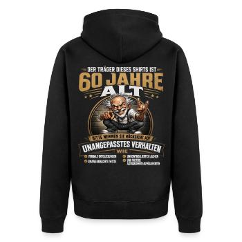Lustiges 60 Geburtstag Funshirt Opa Geschenk Humor - Unisex Premium Bio Zip Hoodie - Schwarz - Hinten - Nico (187cm)