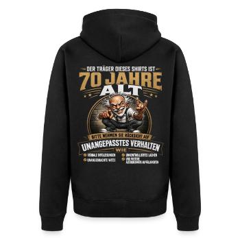 Lustiges 70 Geburtstag Funshirt Opa Geschenk Humor - Unisex Premium Bio Zip Hoodie - Schwarz - Hinten - Nico (187cm)