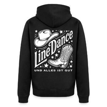 Line Dance und alles ist gut - Unisex Premium Bio Zip Hoodie - Schwarz - Hinten - Nico (187cm)