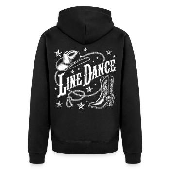 Line Dance Cowboy Flair - Unisex Premium Bio Zip Hoodie - Schwarz - Hinten - Nico (187cm)