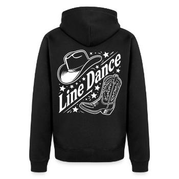 Line Dance Cowboy Motiv Hut Boots - Unisex Premium Bio Zip Hoodie - Schwarz - Hinten - Nico (187cm)
