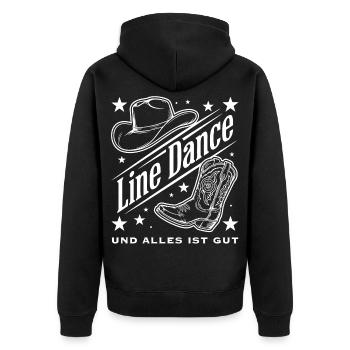 Line Dance Cowboy Spirit - Unisex Premium Bio Zip Hoodie - Schwarz - Hinten - Nico (187cm)