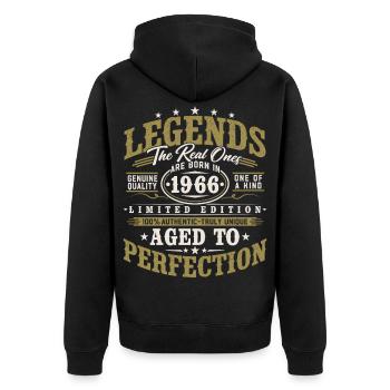 1966 Jahrgang Vintage Geburtstag Geschenk Retro - Unisex Premium Bio Zip Hoodie - Schwarz - Hinten - Nico (187cm)
