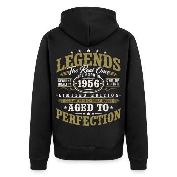 1956 Jahrgang Vintage Geburtstag Geschenk Retro - Unisex Premium Bio Zip Hoodie - Schwarz - Hinten - Nico (187cm)
