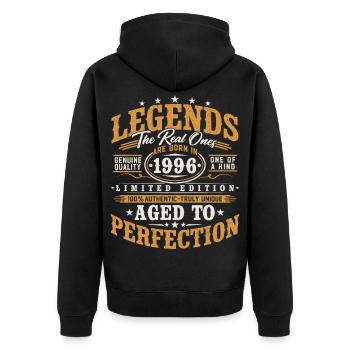 1996 Jahrgang geboren Legenden Vintage Geburtstag - Unisex Premium Bio Zip Hoodie - Schwarz - Hinten - Nico (187cm)