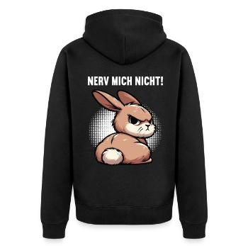 Nerv Mich Nicht Kaninchen Hase Hasen langohr  - Unisex Premium Bio Zip Hoodie - Schwarz - Hinten - Nico (187cm)