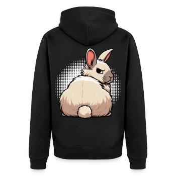 Rabbit Bunny Bunny Long Eared Thumper Ram - Unisex Premium Organic Zip Hoodie - black - Back - Nico (187cm)
