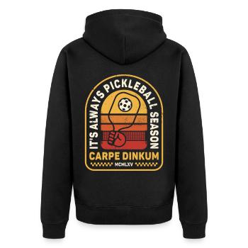 It's Always Pickleball Season - Unisex Premium Bio Zip Hoodie - Schwarz - Hinten - Nico (187cm)