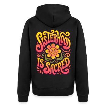 Sisterhood Is Sacred Retro Blume - Unisex Premium Bio Zip Hoodie - Schwarz - Hinten - Nico (187cm)