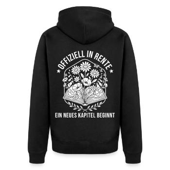 Rente Neues Kapitel Abschied Rentnerin - Unisex Premium Bio Zip Hoodie - Schwarz - Hinten - Nico (187cm)