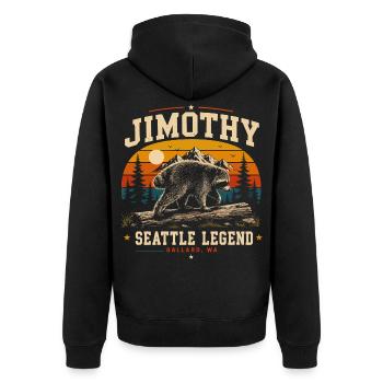 Vintage Waschbär Jimothy Vollmondsonnenuntergang - Unisex Premium Bio Zip Hoodie - Schwarz - Hinten - Nico (187cm)