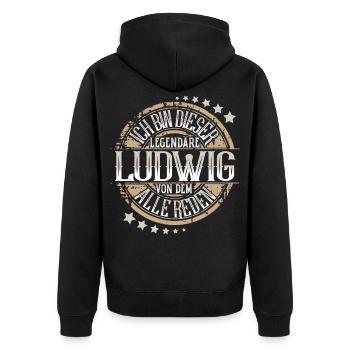Ludwig - Unisex Premium Bio Zip Hoodie - Schwarz - Hinten - Nico (187cm)