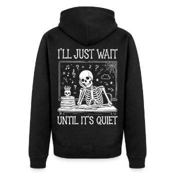 Lehrer, Halloween, Skelett - Unisex Premium Bio Zip Hoodie - Schwarz - Hinten - Nico (187cm)