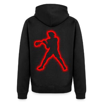 Lacrosse Spieler Herren Kinder Lacrosse Jungen - Unisex Premium Bio Zip Hoodie - Schwarz - Hinten - Nico (187cm)