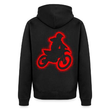 Dirt Bike Motorrad Herren Jungen Motocross Kinder - Unisex Premium Bio Zip Hoodie - Schwarz - Hinten - Nico (187cm)