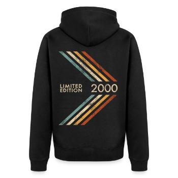 2000 édition limitée Anniversaire Man Woman Rétro - Veste à capuche bio Premium Unisexe - noir - Dos - Nico (187cm)